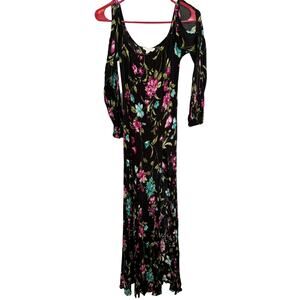 Peach Love Cut Out Sleeve Romper Dress Size Medium Floral